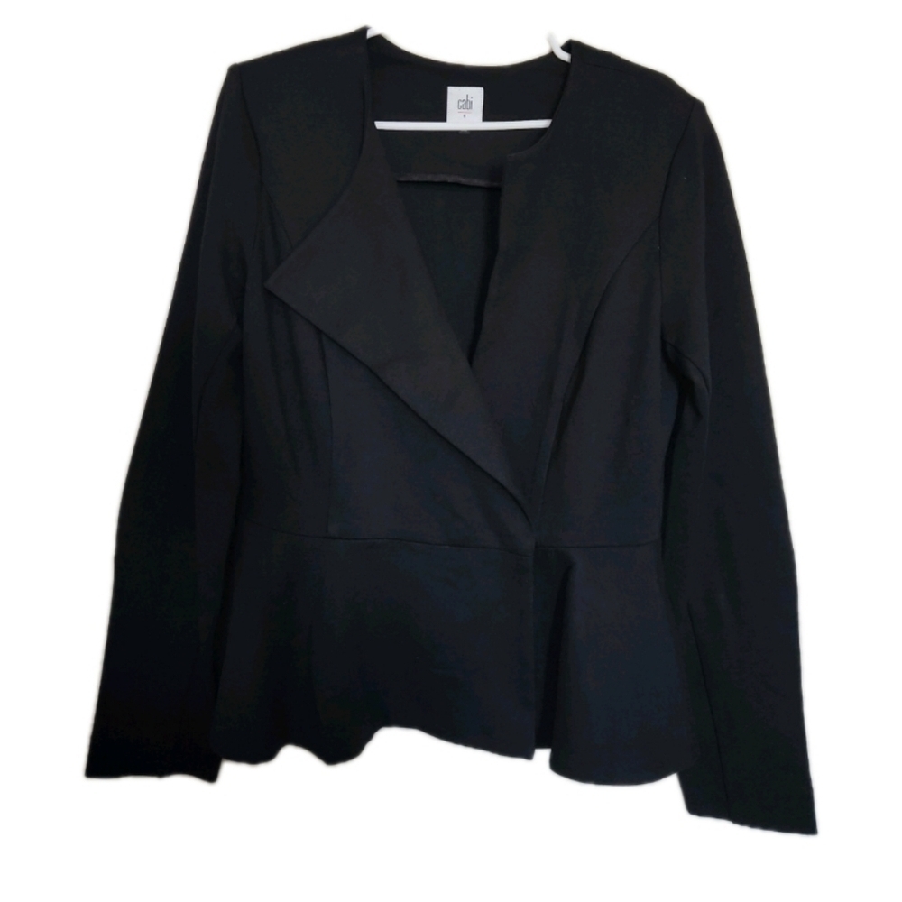 Cabi Black Peplum Jacket Vneck Size 8